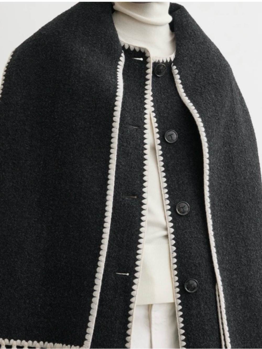 Toteme Scarf Coat with Crochet Trim Size 34